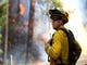 Todd Abercrombie, of Cal Fire watches the fire behavior