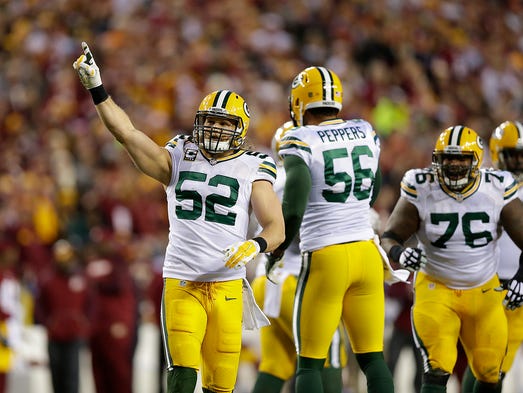 Green Bay Packers linebacker Clay Matthews (52) reacts