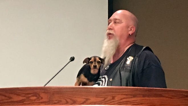 Donald "Blue" Mobley speaks Tuesday during a Redding City Council on the city's commercial cannabis rules.