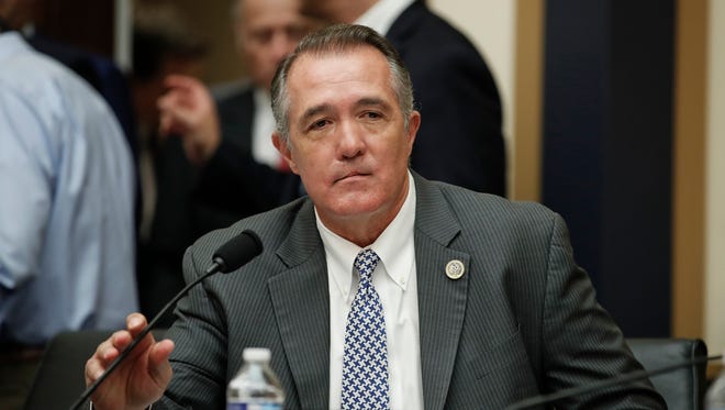 Rep. Trent Franks, R-Ariz., takes his seat before the start of a House Judiciary hearing on Capitol Hill in Washington on Thursday, Dec. 7, 2017. That day Franks said he would resign from the House, effective Jan. 31, 2018.