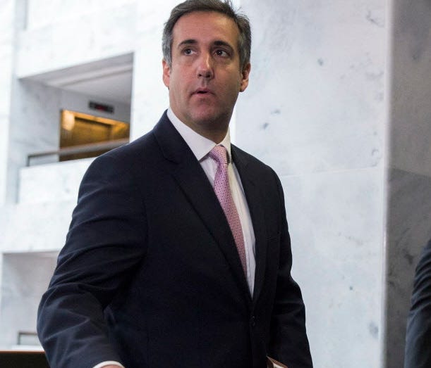 Michael Cohen, personal attorney for Donald Trump, comments to the news media after his meeting with the Senate Intelligence Committee was unexpectedly canceled on Capitol Hill in Washington, D.C., Sept. 19, 2017.