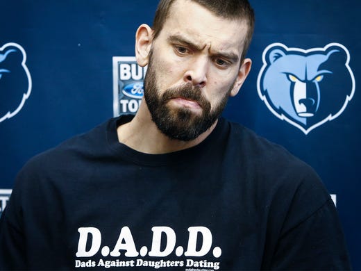 Memphis Grizzlies center Marc Gasol speaks to the media