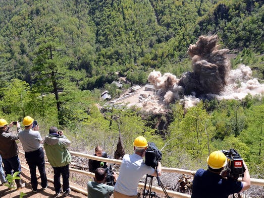 This is a demolition 'ceremony' of North Korea's Punggye-ri