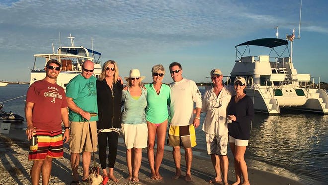 Genevieve and Chris with friends on the island. 