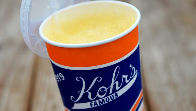 A large orangeade from Kohr's, pictured here in 2015. Kohr's Famous Orangeade will not be at the 2017 York Fair, citing dwindling attendance, among other issues, Gregory Kohr, president of Kohr's, said.