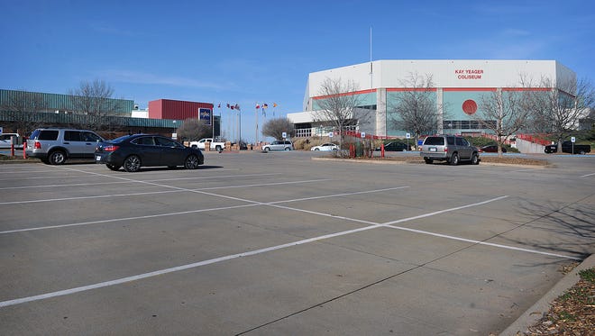 This file photo shows the parking lot in front of the Ray Clymer Exhibit Hall and the Kay Yeager Coliseum. Council will be considering approval of just over $450,000 in 4B funds to begin pre-construction work of the city-owned conference center portion of a new hotel/meeting space at the MPEC.