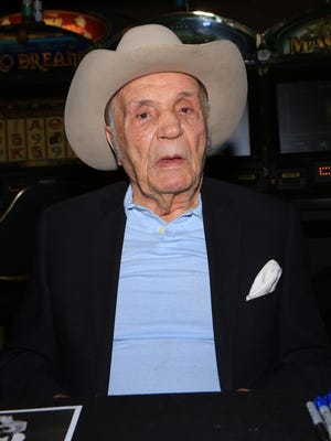 Former boxer Jake "The Raging Bull" LaMotta attends the "Night of the Champion" event to honor former boxer Leon Spinks hosted by the cast members of "Raiding the Rock Vault" at The Las Vegas Hotel & Casino on August 17, 2013 in Las Vegas, Nevada.