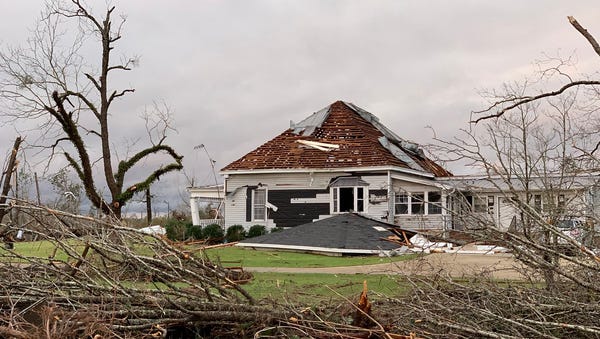 Tornado damage in Beauregard, Ala. in Lee County...