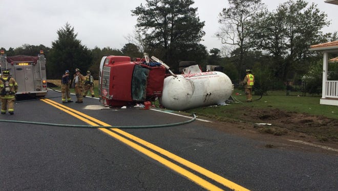 The Delaware State Police are investigating a crash south of Frankford that involved an overturned propane truck.
