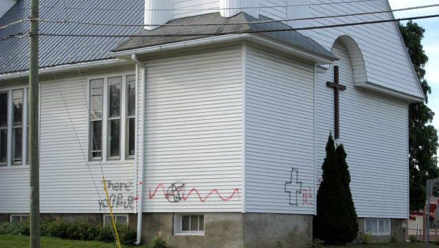 Four young men were arrested in connection with vandalism at the Wayland United Methodist Church in Steuben County on July 12, 2016.