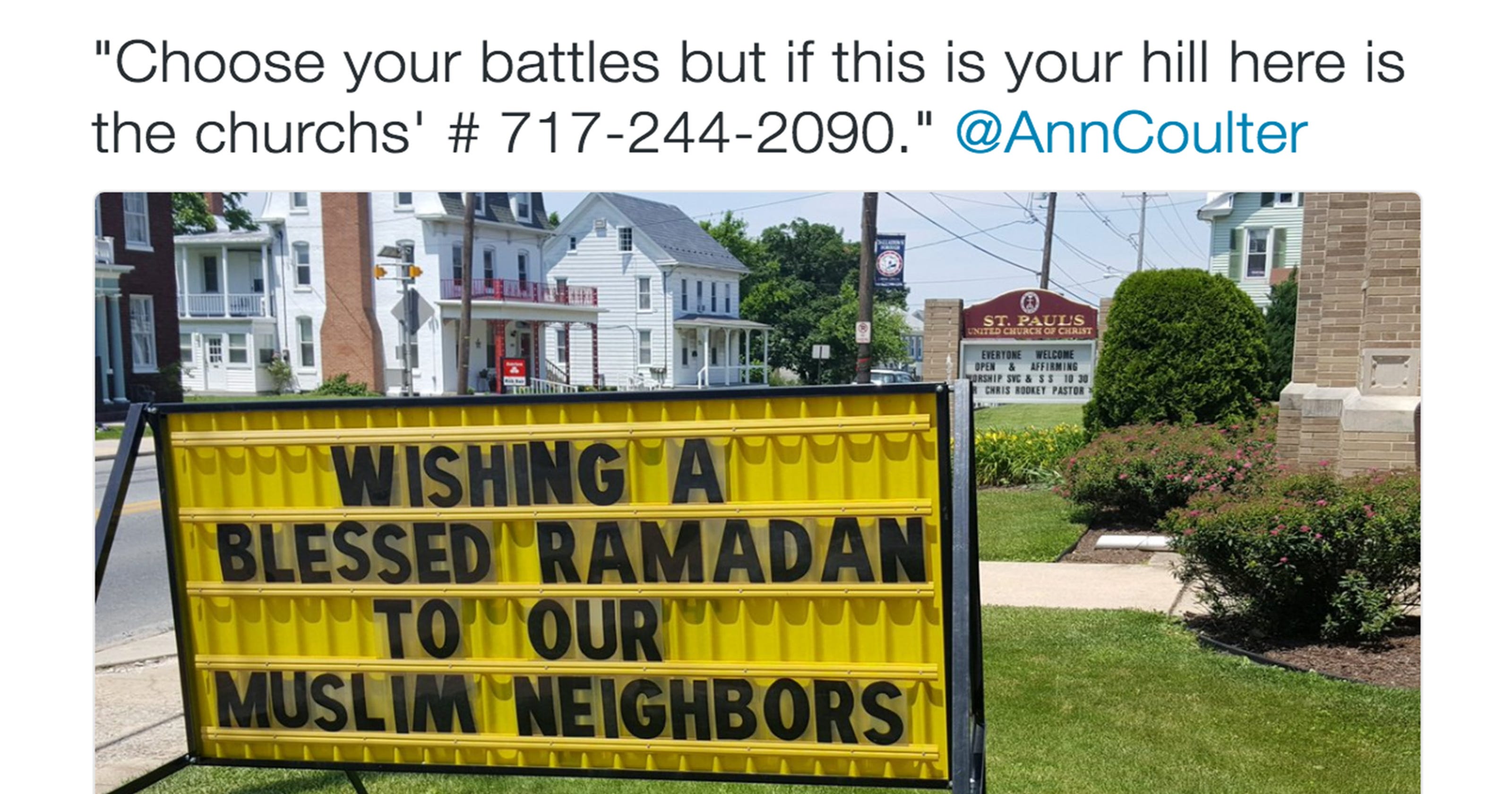 Pastor Harassed Over Sign Supporting Muslims