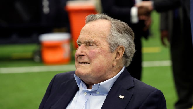 George H.W. Bush at an NFL game, Houston, Nov. 5, 2017.
