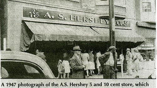 Don Goodling shared this clipping of the A.S. Hershey Co. 5-and-10 in York. Goodling said his mother worked there in the 1950s.