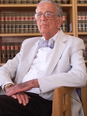John P. Frank sits in his office at Lewis and Roca in Phoenix. Frank defended Ernesto Miranda before the U.S. Supreme Court in the landmark Miranda v. Arizona case in the late 1960s.