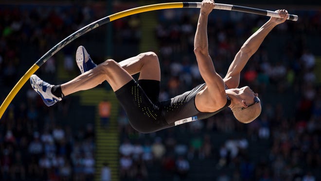 Sam Kendricks claimed his third national title in the pole vault, clearing a height of 19-4 ¾.