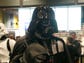 Porter Sessions dressed as Kylo Ren hugs Darth Vader,
