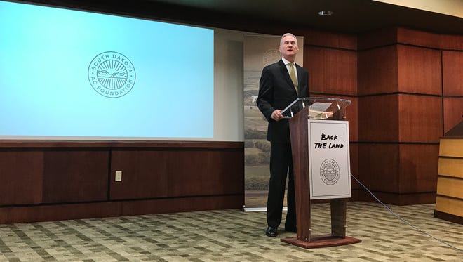 Gov. Dennis Daugaard announces a funding challenge for agriculture education Tuesday in Sioux Falls.