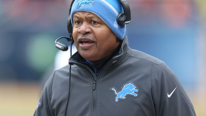 Detroit Lions head coach Jim Caldwell on the sidelines during first half action against the Chicago Bears Sunday, December 21, 2014 Soldier Field in Chicago.
