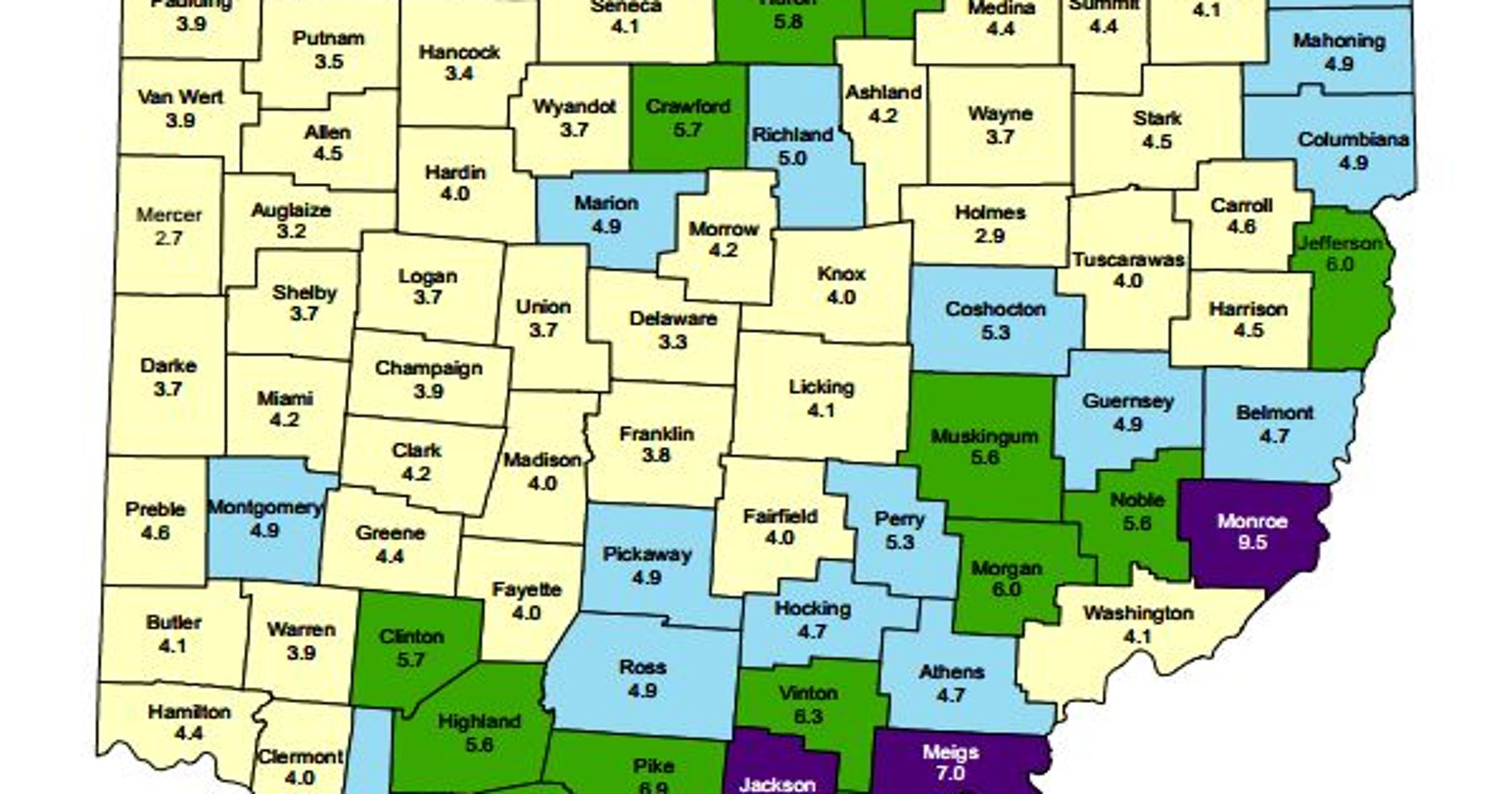 List of: All Counties in Ohio