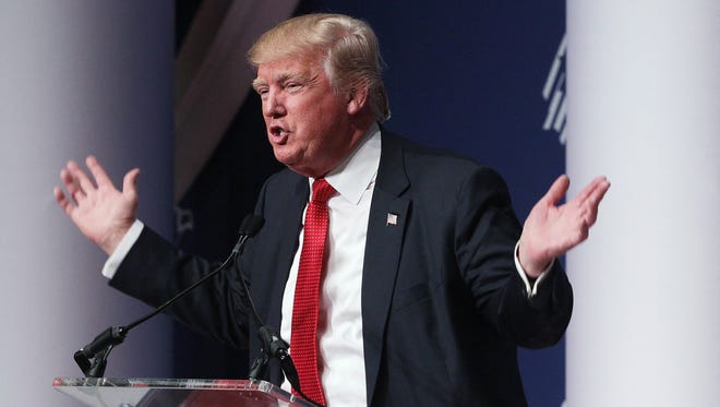 Republican presidential candidate Donald Trump addresses the Republican Jewish Coalition in Washington on Dec. 3, 2015.