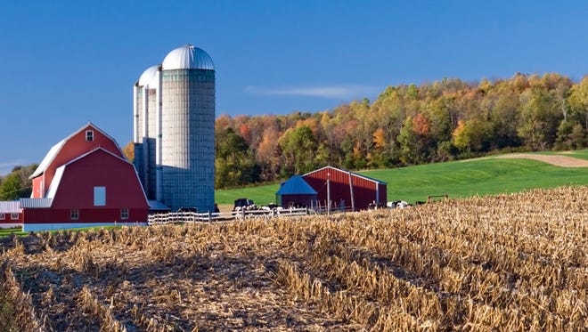 Brown County has 1,000 farms of varying sizes, including smaller operations with traditional red barns.
