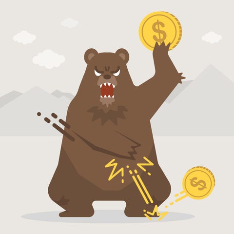 Bear holding gold coins