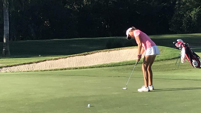 Lake Worth's Alexa Pano saved her par with this putt to halve the first hole at Coral Ridge Country Club in her semifinal match Thursday with Maisie Filler in the Doherty Women's Amateur Championship. Pano advanced to Friday's final with a 2-and-1 victory.