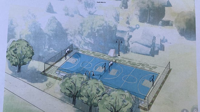 This rendering of the Berkley memorial basketball court was done by local designer Amy King.

Submitted photo