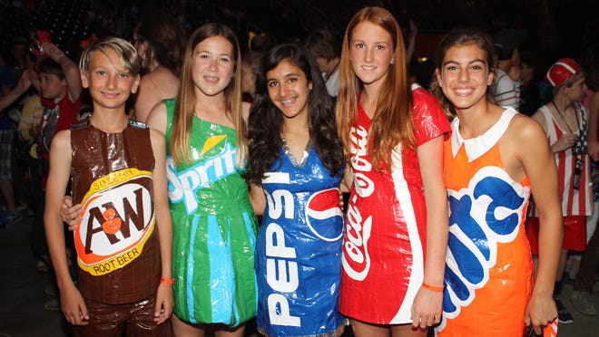 
Students dress as soda cans in costumes made of duct tape at 2013 Destination Imagination event in Knoxville, Tenn.
