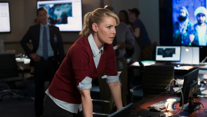 In this photo provided by NBC, Katherine Heigl portrays CIA agent Charleston Tucker in NBC’s new series, “State of Affairs.”