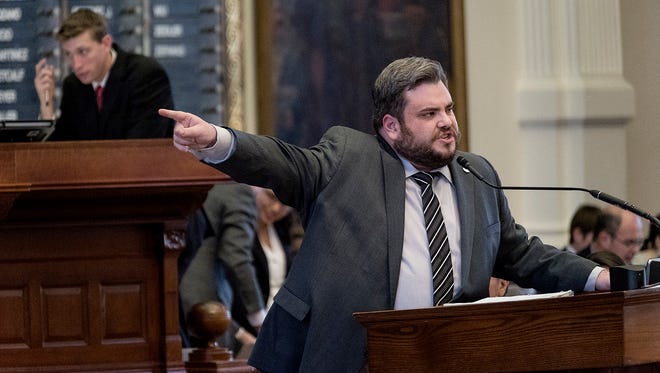 The Texas House of Representatives debated its $218 billion budget on Thursday, April 6, 2017. Rep. Jonathan Stickland, R-Bedford, tells a packed house he is upset about a procedural battle that caused his voice to be silenced.