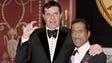 Jerry Lewis and Sammy Davis Jr pose on May 15, 1988,