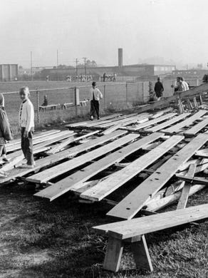 Bleacher collapse at West High School in September 1969.