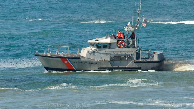 US Coast Guard boat at a rescue operation off the California coast
