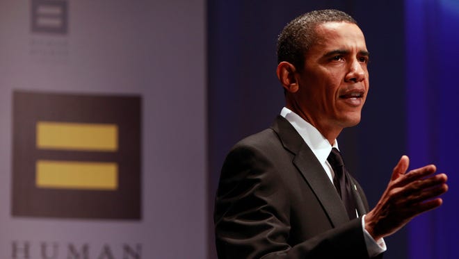 President Obama addresses the 13th Annual National Dinner of the Human Right Campaign October 10, 2009 in Washington, DC.  The White House is scheduled hold a roundtable discussion on Sept. 23 to discuss issues of concern to the bisexual community.