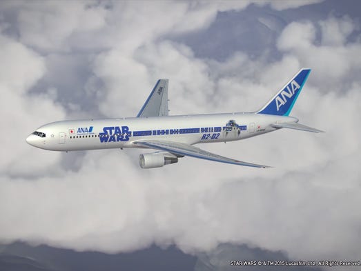 A rendering of ANA's "Star War Jet," a Boeing 767-300