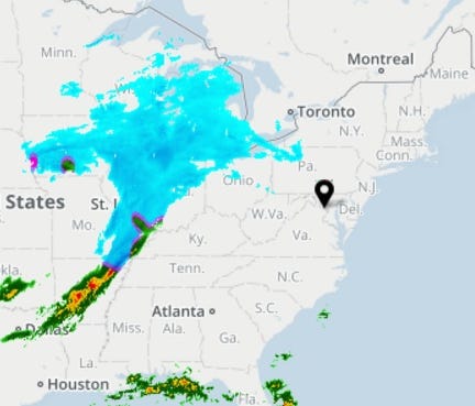 A major winter storm can be seen winding up on this USA TODAY Weather map from Monday, March 13, 2017.