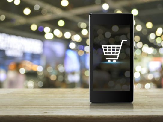 A shopping cart icon on a smartphone screen.
