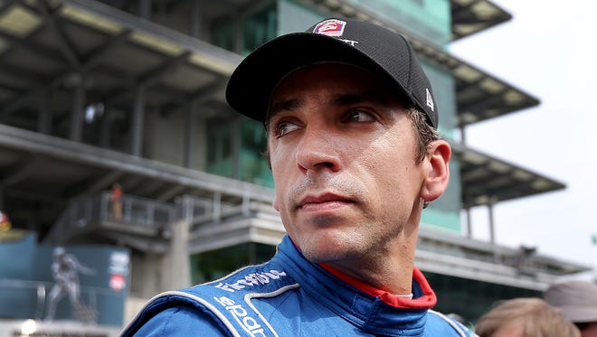 Justin Wilson (25) of Andretti Autosport looks down the pit road following his qualification attempt for the 99th Indianapolis 500 Sunday, May 17, 2015, morning at the Indianapolis Motor Speedway.