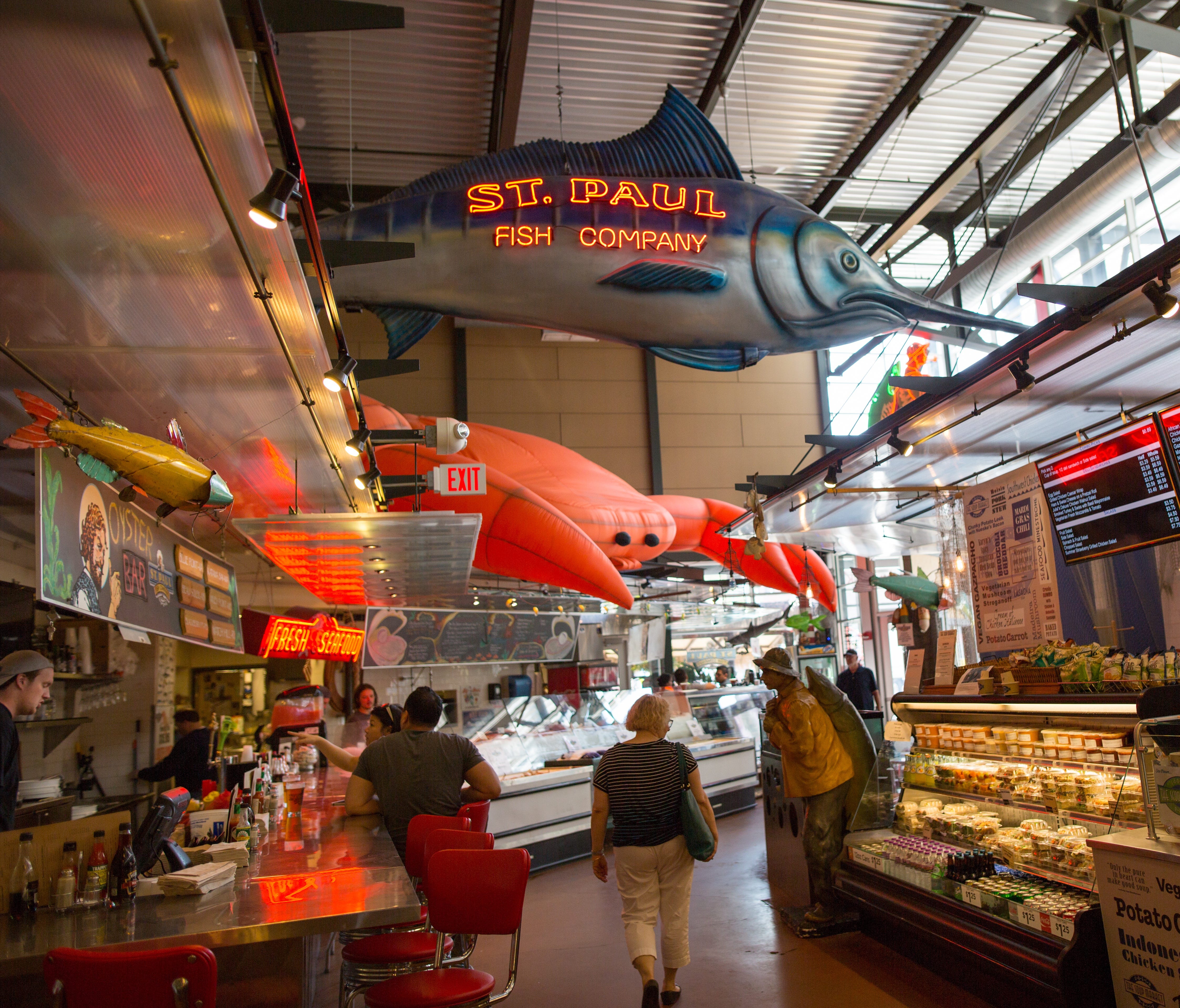 St. Paul Fish Company is a popular fish market and restaurant in the Milwaukee Public Market.