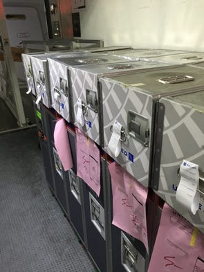 Economy cabin food and beverage supplies are ready