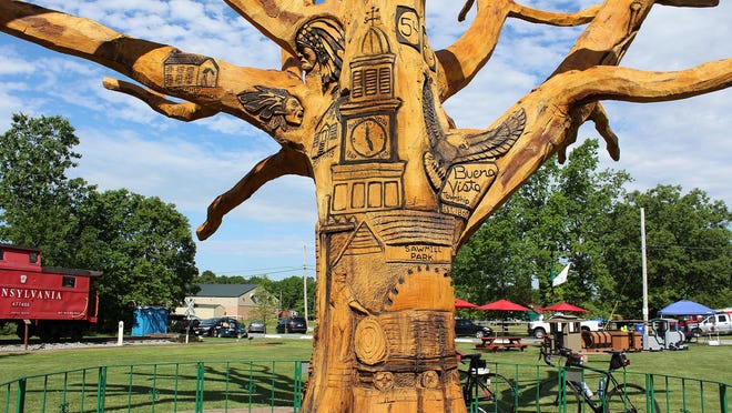 Just some of the historic images carved into the tree at Sawmill Park in Buena Vista.