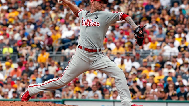 
Phillies starter A.J. Burnett pitches in the third inning of Sunday’s game against the Pirates. 
