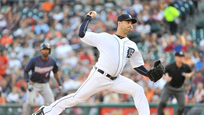 Tigers pitcher Anibal Sanchez works in the first inning.