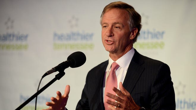Tennessee Gov. Bill Haslam congratulates five West Tennessee counties on being recognized as Healthier Tennessee Communities, Wednesday afternoon.