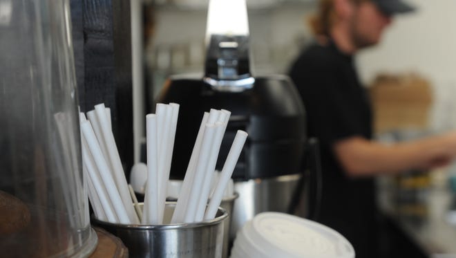 Straws are available on request at the Harvest Café in Ventura. The straws are made of paper instead of plastic.