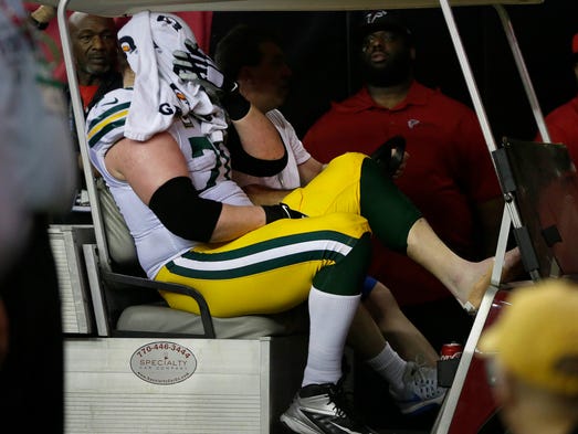 during the Green Bay Packers 44-21 loss to the Atlanta