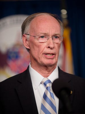 Governor Robert Bentley speaks to members of the press during a press conference Wednesday, March 23, 2016, at the Alabama Capitol building in Montgomery, Ala. Bentley apologized for inappropriate behavior of a sexual nature with one of his political advisors and said that he did not have sexual relations with his advisor. 
