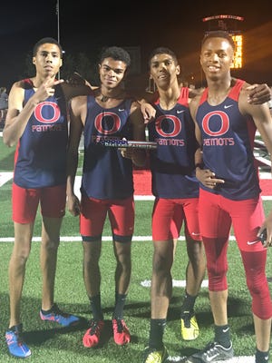 The Oakland 4x1600 relay team of Jordan Hill, Glen Scrivens, Jaquaveion Hamilton and Nathan Mack set the school record on Friday.