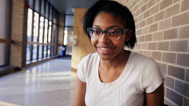 Parish Johnson, a freshman at UW-Madison majoring in psychology and Spanish, finishes classwork on campus. She grew up in Milwaukee and is  one of the first to receive support from one of the Nicholas Match scholarships.